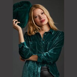 NWOT Pilcro Relaxed Velvet Buttondown